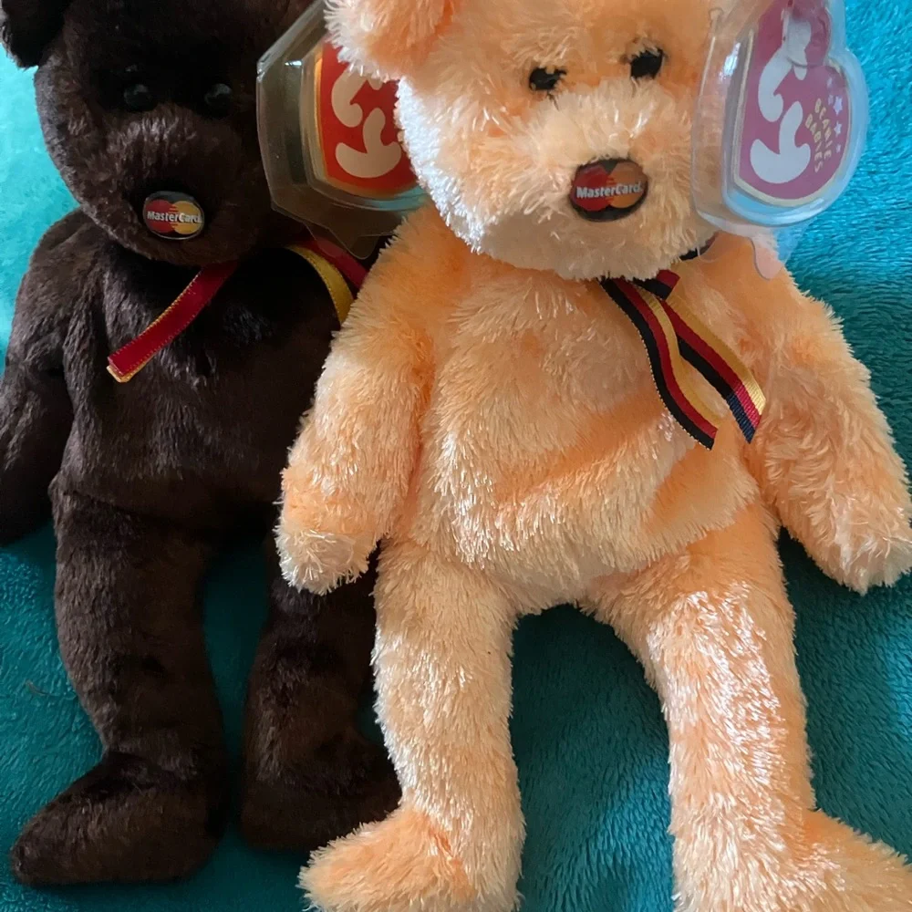 Ty Beanie Babies Brown M.C Bear, And Orange M.C. 11 Beanie Babie Lot Of 2 - Picture 2 of 6